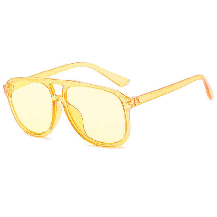 Damen modische Sonnenbrille im transparenten Design mit farbigen Gläsern Karnz