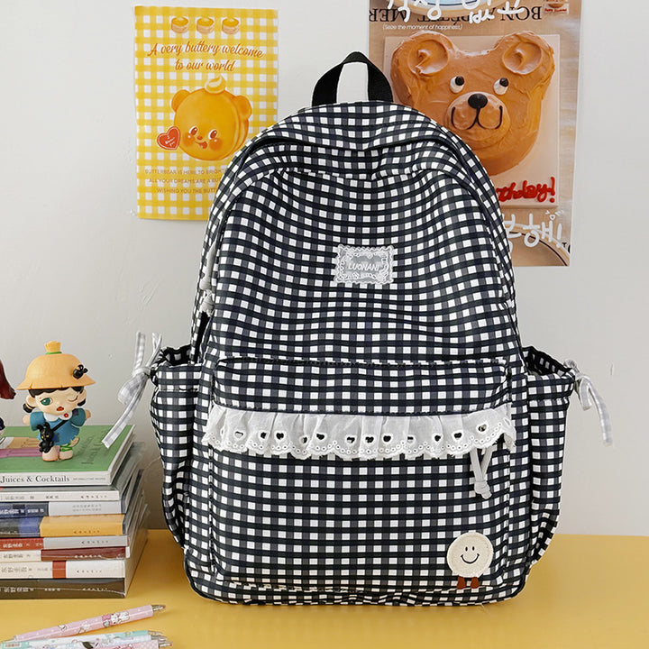 Süßer Gingham-Print-Rucksack Karnz