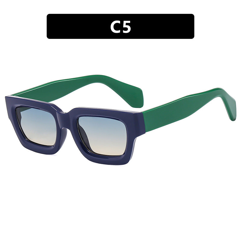 Damen modische rechteckige Sonnenbrille mit breitem Rahmen und schützendem UV-Filter Karnz