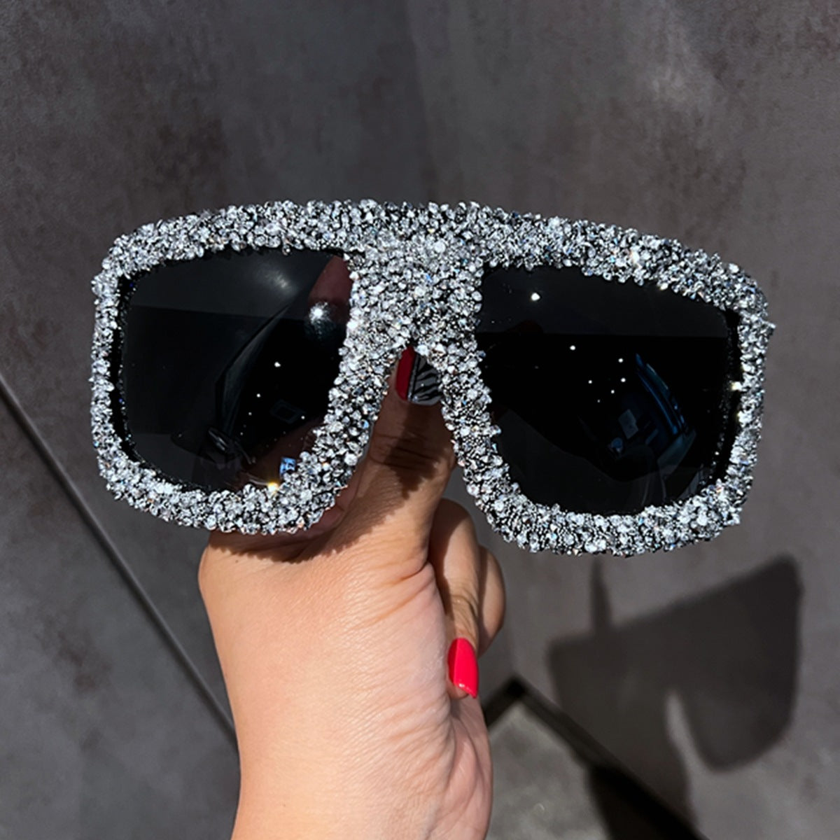 Damen extravagante Kristall-Sonnenbrille Karnz