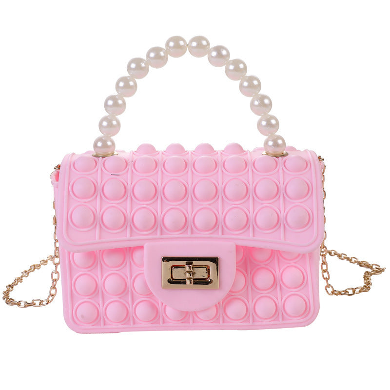 Damen stilvolle Handtasche mit Perlengriff Karnz