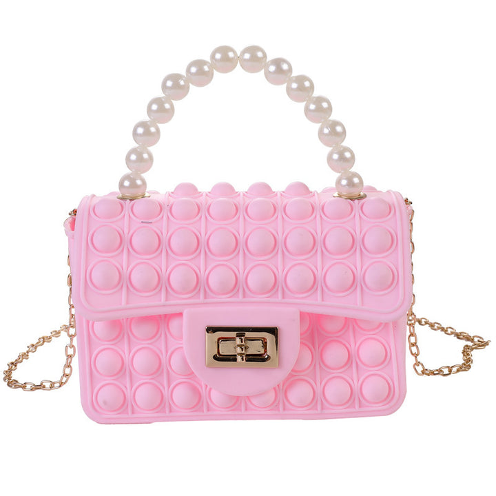 Damen stilvolle Handtasche mit Perlengriff Karnz