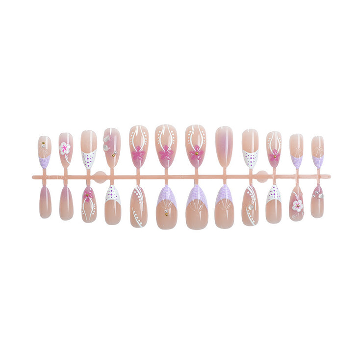 Elegantes floral-verziertes Press-On-Nagel-Set