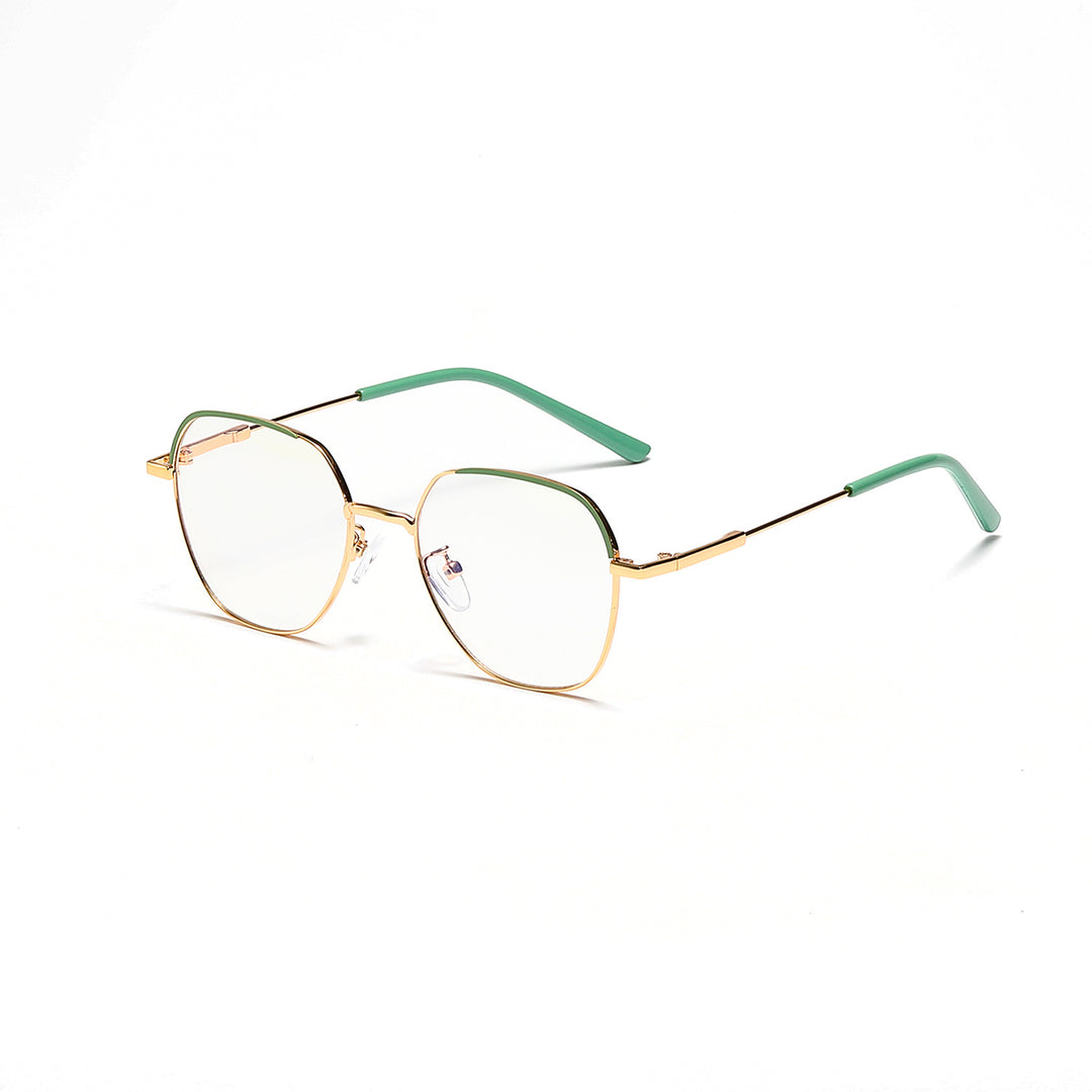 Damen modische Sonnenbrille mit schmalem Metallrahmen und blauen Gläsern Karnz