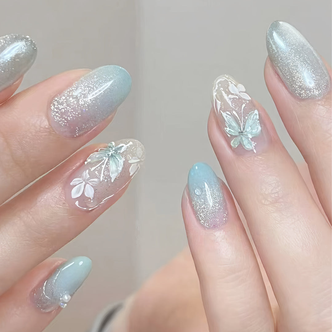 Butterfly Floral Press-On Nagelkunstset Karnz