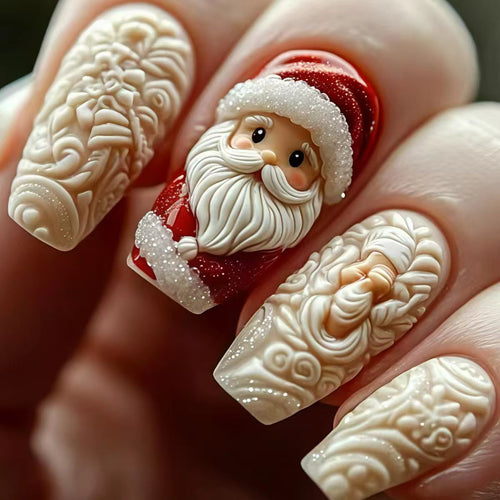 Weihnachtskunstnägel mit Festlichem Santa-Motiv Karnz