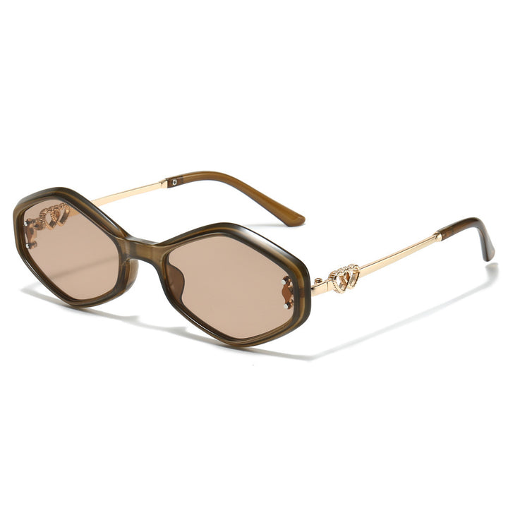 Geometrische Rahmen-Sonnenbrille mit Strass-Akzenten Karnz