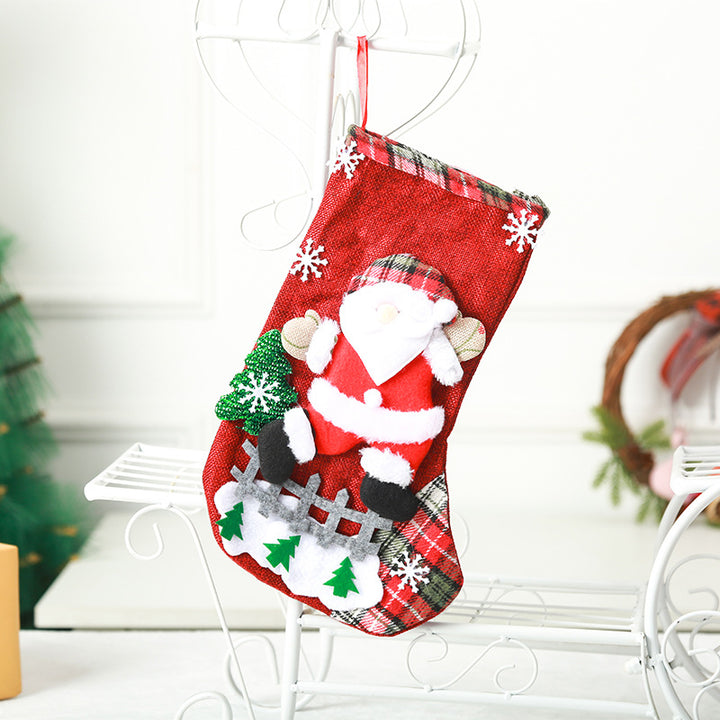 Festlicher Weihnachtsstrumpf mit niedlichem Weihnachtsmann-Motiv Karnz