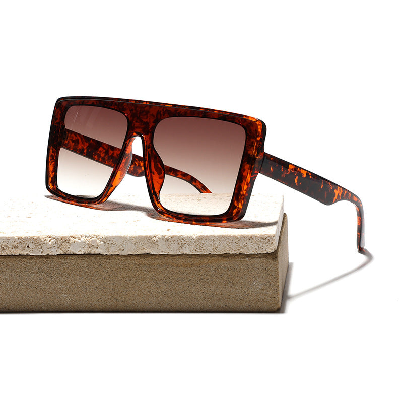 Damen oversized quadratische Sonnenbrille mit luxuriösem Schildpatt-Design Karnz