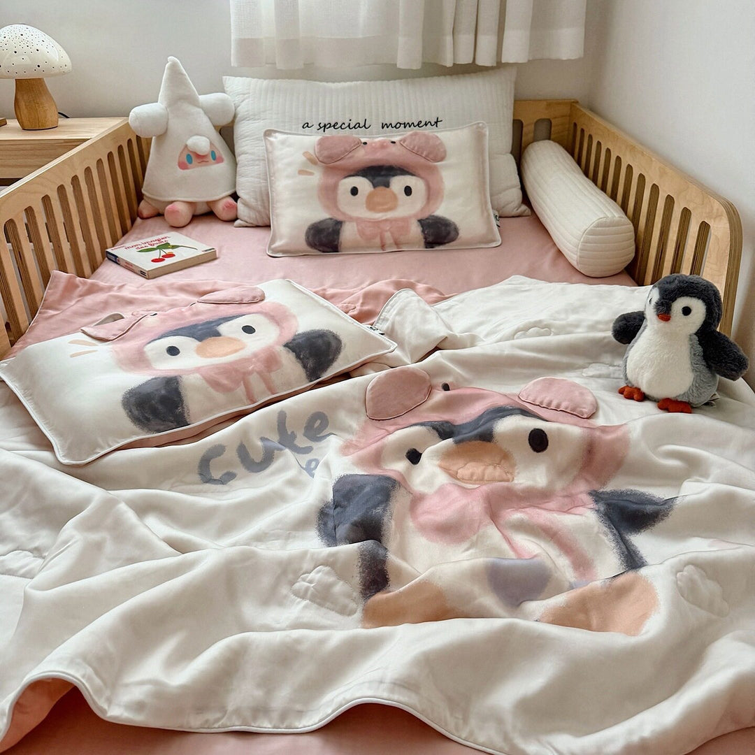 Kinderbettwäsche-Set mit Meerjung‑Motiv aus weichem Mikrofaserplüsch und gesteppter Decke