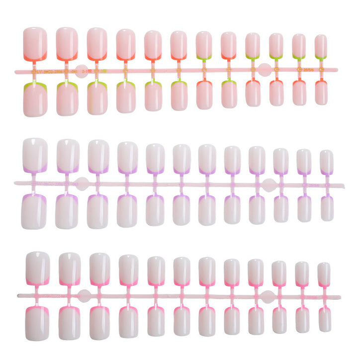 Vibrante Neon French Tip Press-On Nägel Karnz