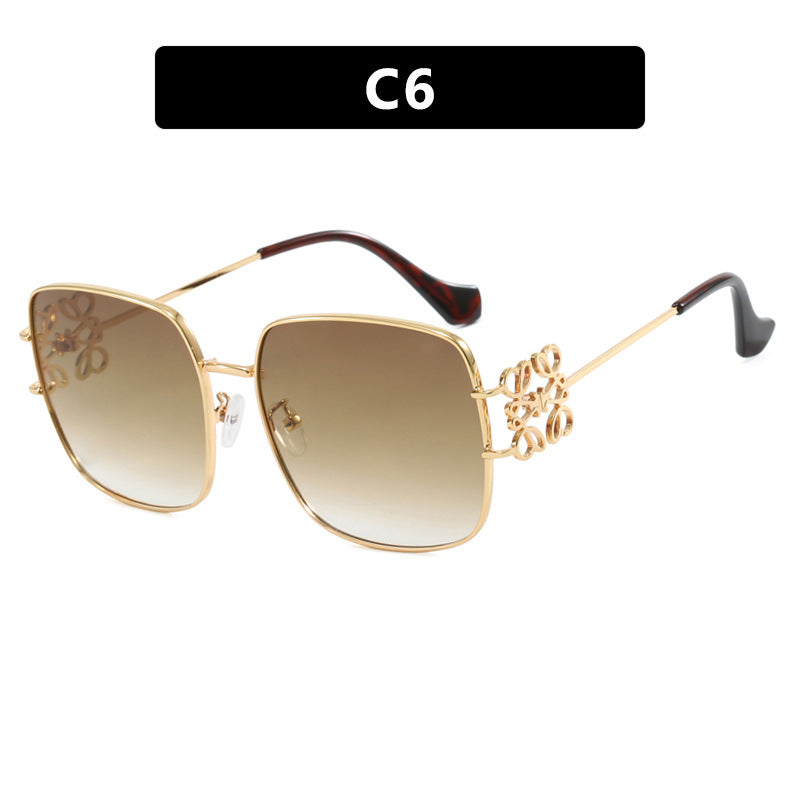 Damen quadratische Sonnenbrille mit filigranem Design und luxuriösem Metallrahmen Karnz