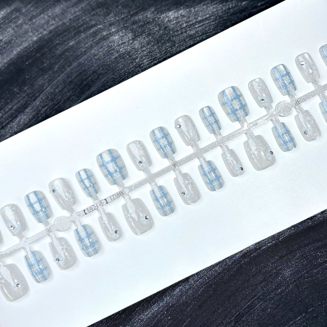Karo-Muster Press-On Nagelkunst Set