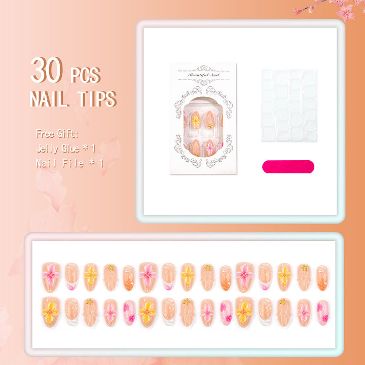 Blumeninspiriertes 3D Press-On Nail Set