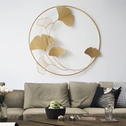Elegante Ginkgo-Blatt Dekorative Wandkunst Skulptur Karnz