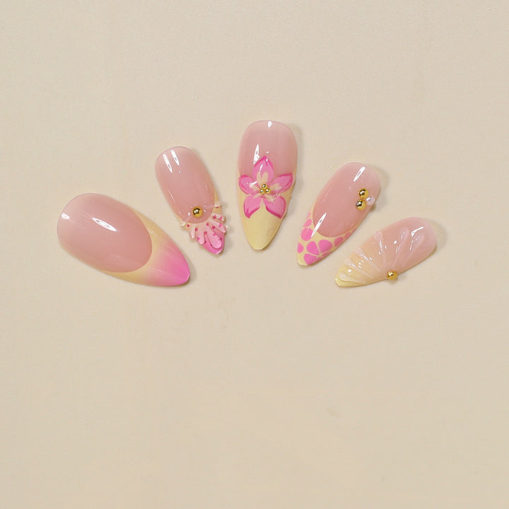 Floral Verziert Stiletto Nagelkunst Tipps Karnz