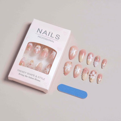 Premium Dekorativer Press-On Nagelset Karnz