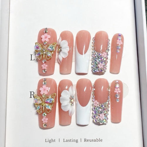 Exquisite 3D Blumen Nagel Kunst Tipps