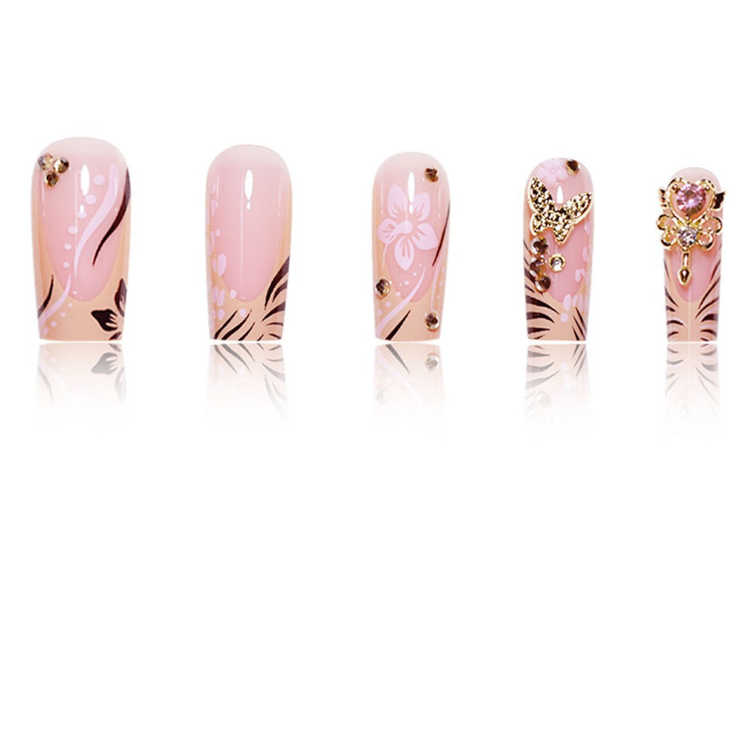 Künstlerisch floral verzierten Press-On Nägel Karnz