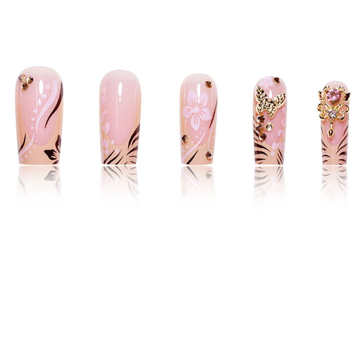 Künstlerisch floral verzierten Press-On Nägel Karnz