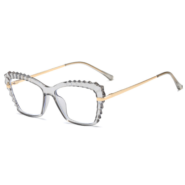 Damen oversized Brille mit einzigartigem Wellenranddesign Karnz
