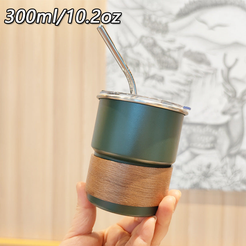 Damen stilvolle Edelstahl-Trinkbecher mit Holz-Applikation Karnz