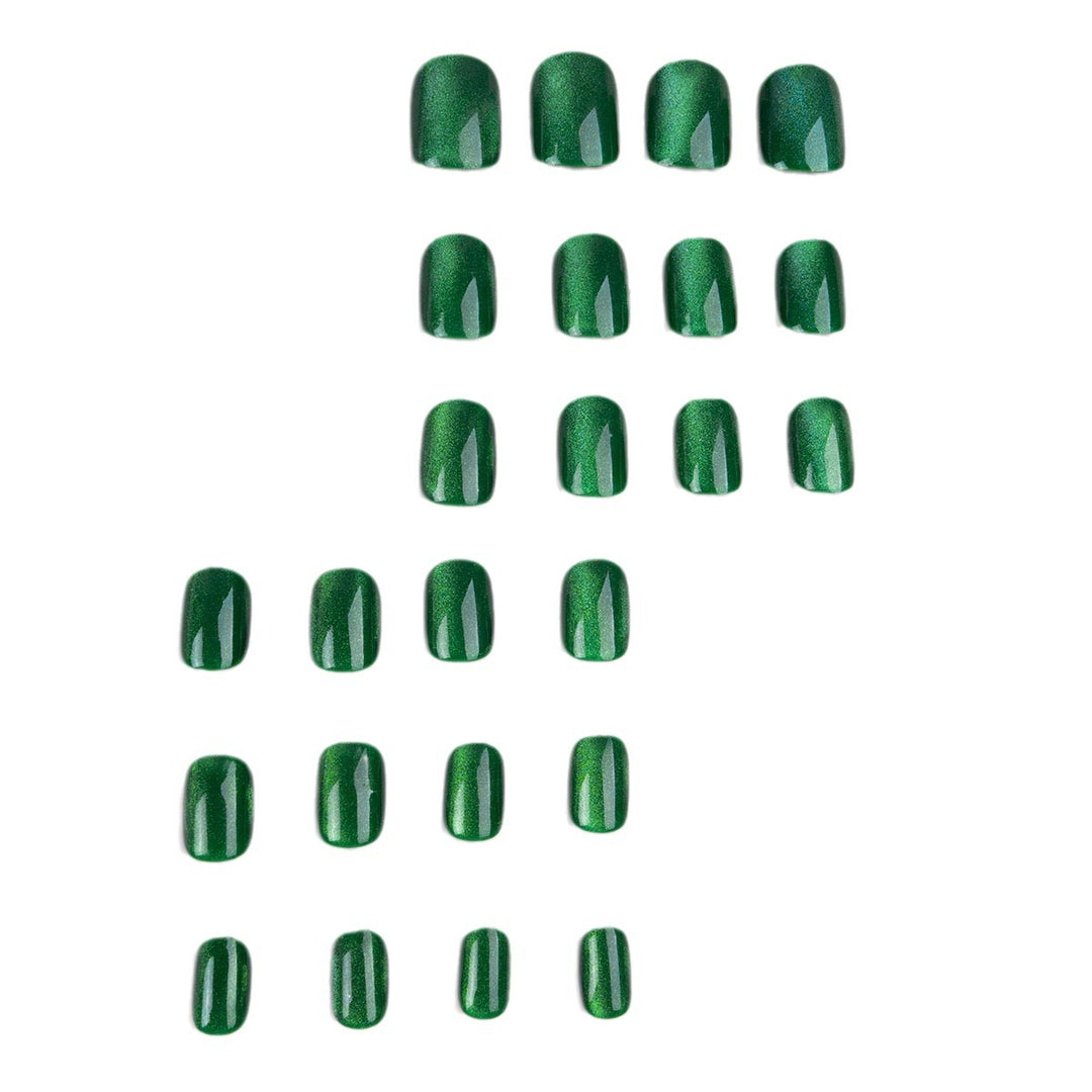 Glänzende grüne Press-On-Nagelset