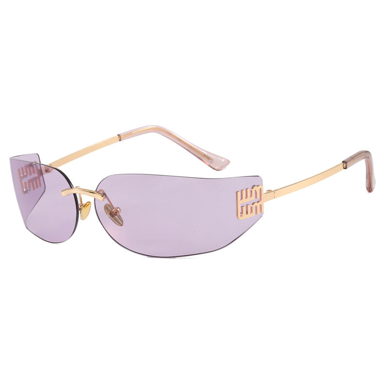Damen futuristische Designer-Sonnenbrille mit ausgefallenem Rahmen und UV-Schutz Karnz