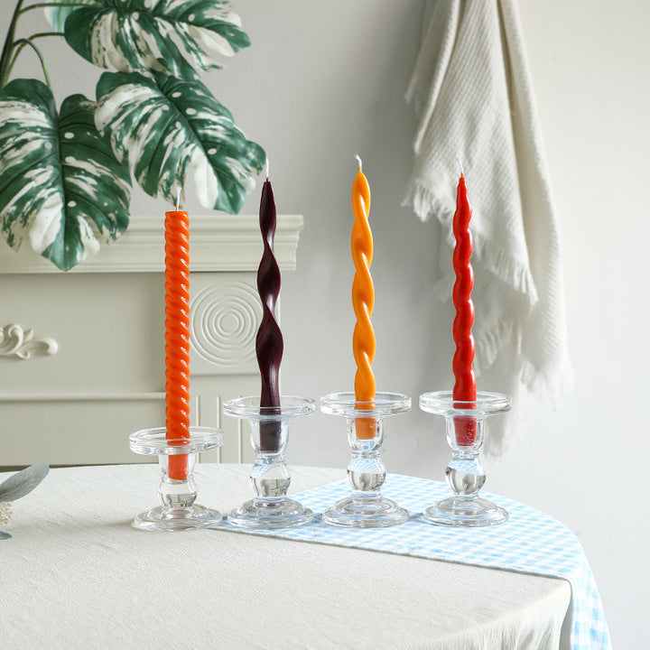 Skulpturales Ribbon-Twist Taper Kerzen Set