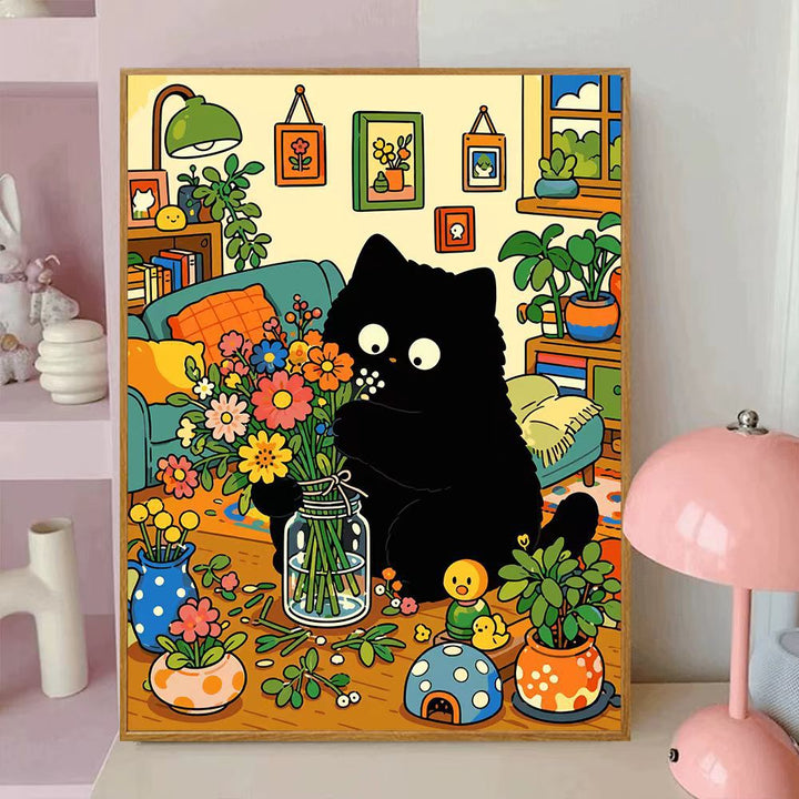 Verspielt katzenmotiviertes dekoratives Wand-Leinwandkunst Karnz