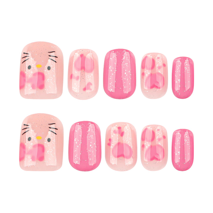 Künstliche Nagelkunst mit niedlichen Tier- und Herzmotiven Karnz