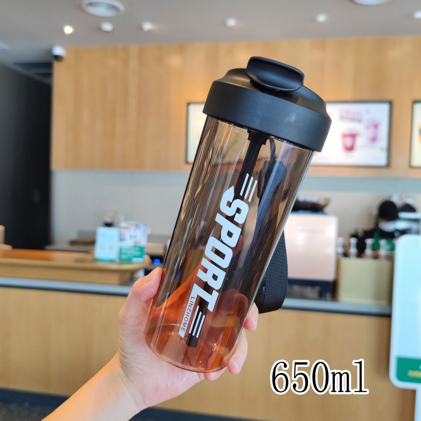 Damen Sport-Trinkflasche mit praktischer Strohhalm- und Tragefunktion Karnz