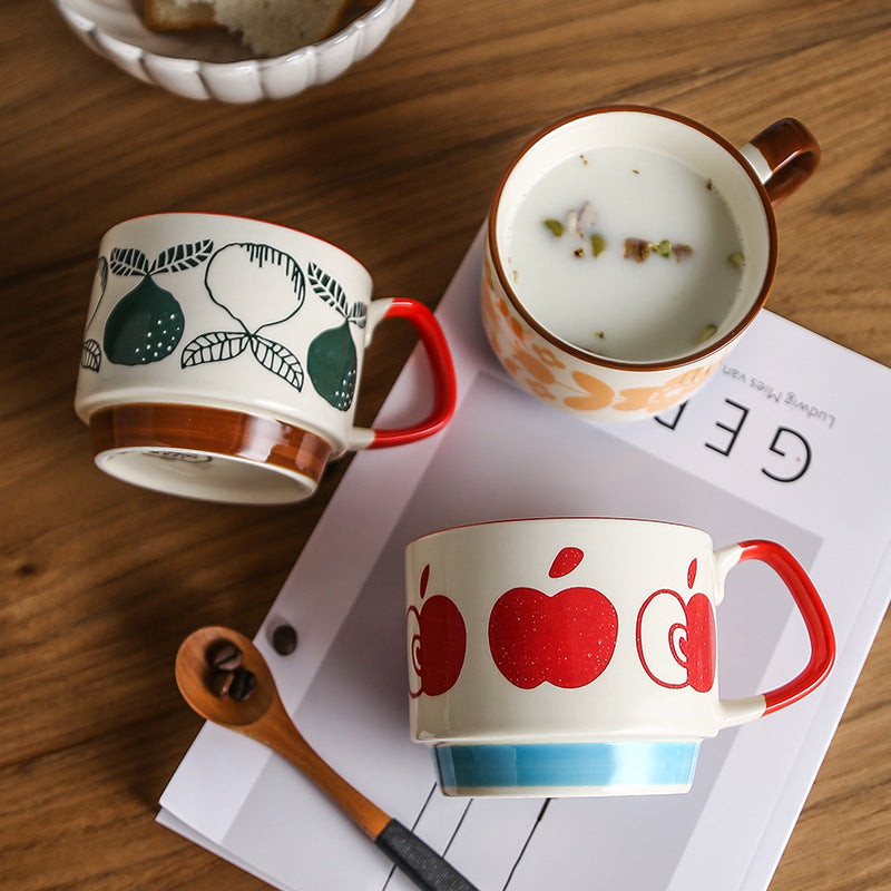 Keramikbecher mit Retro-Punkte-Design und ergonomischem Henkel
