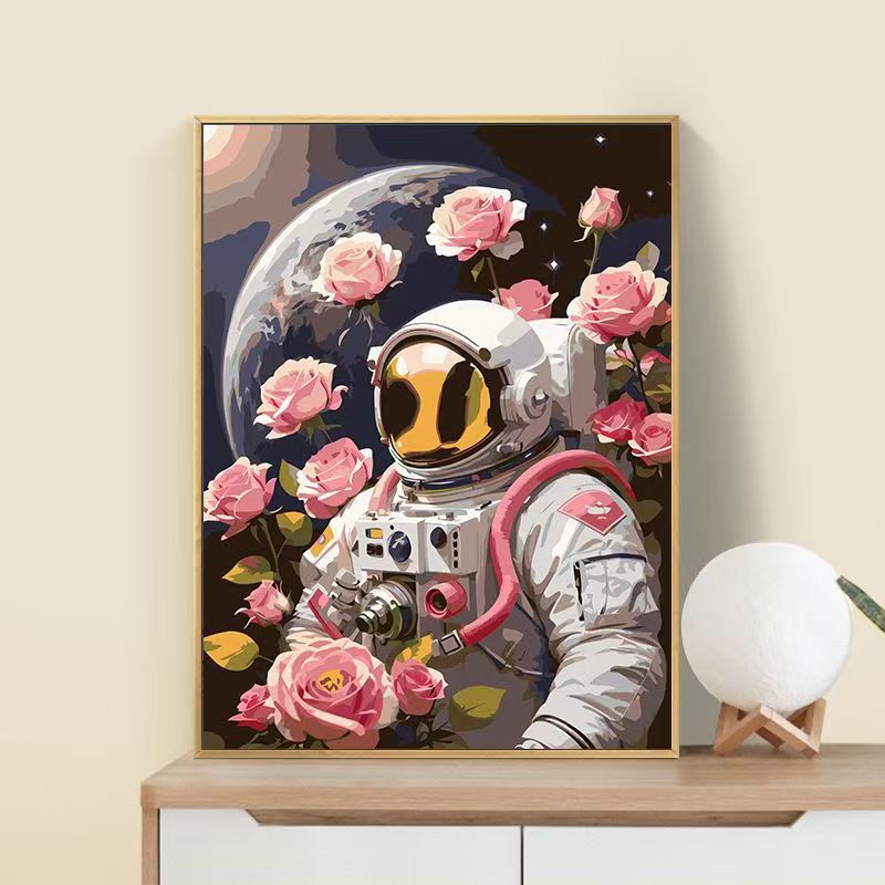 Astronaut Blumen Kunst Druck Karnz