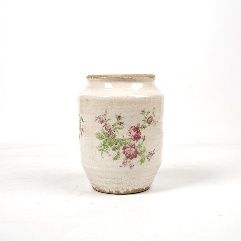 Florales Keramik Blumentopf mit Kunstmuster Karnz