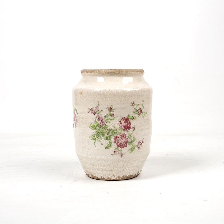 Florales Keramik Blumentopf mit Kunstmuster Karnz