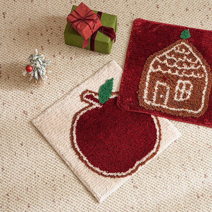 Getuftetes weihnachtliches Tischset mit Lebkuchenhaus-Motiv Karnz