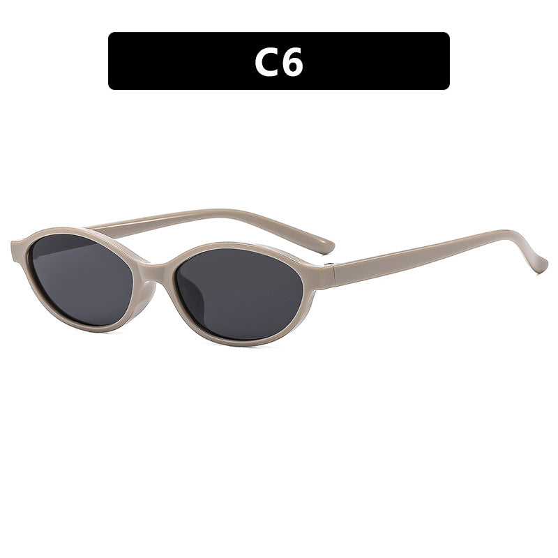 Damen ovalförmige Sonnenbrille mit transparentem Rahmen und UV-Schutz Karnz