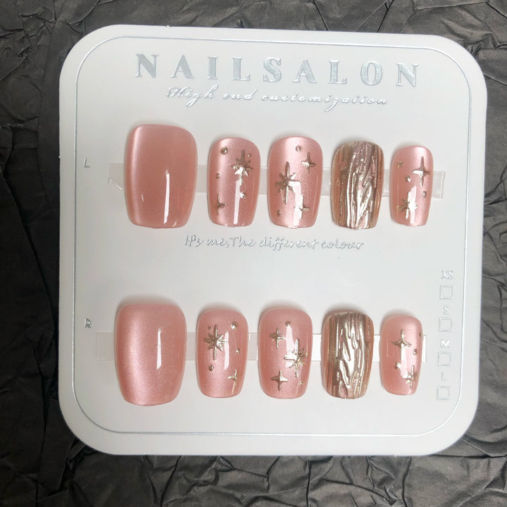 Glamourös Metallic Nagelkunst Press-On Set