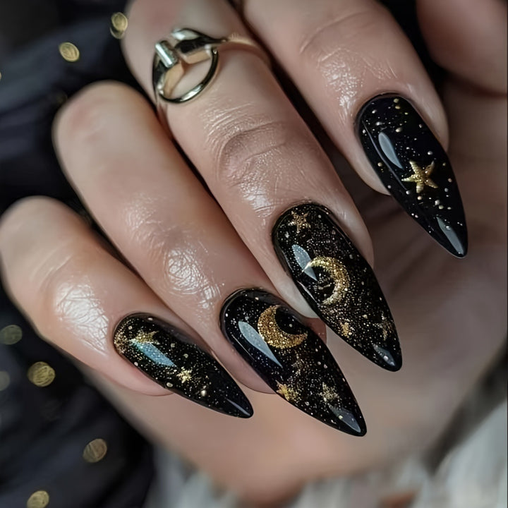 Glamouröse Nagelkunst Im Mond- und Sternen-Design Karnz