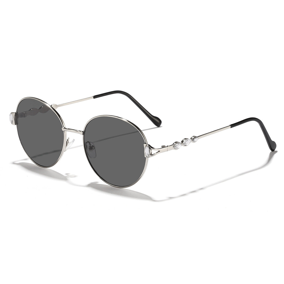Damen runde Sonnenbrille mit elegantem Metallrahmen und verspiegelten Gläsern Karnz