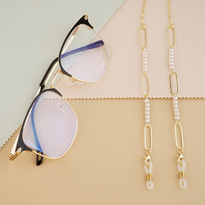 Elegante Perlen- und Glieder-Brille Kette Karnz