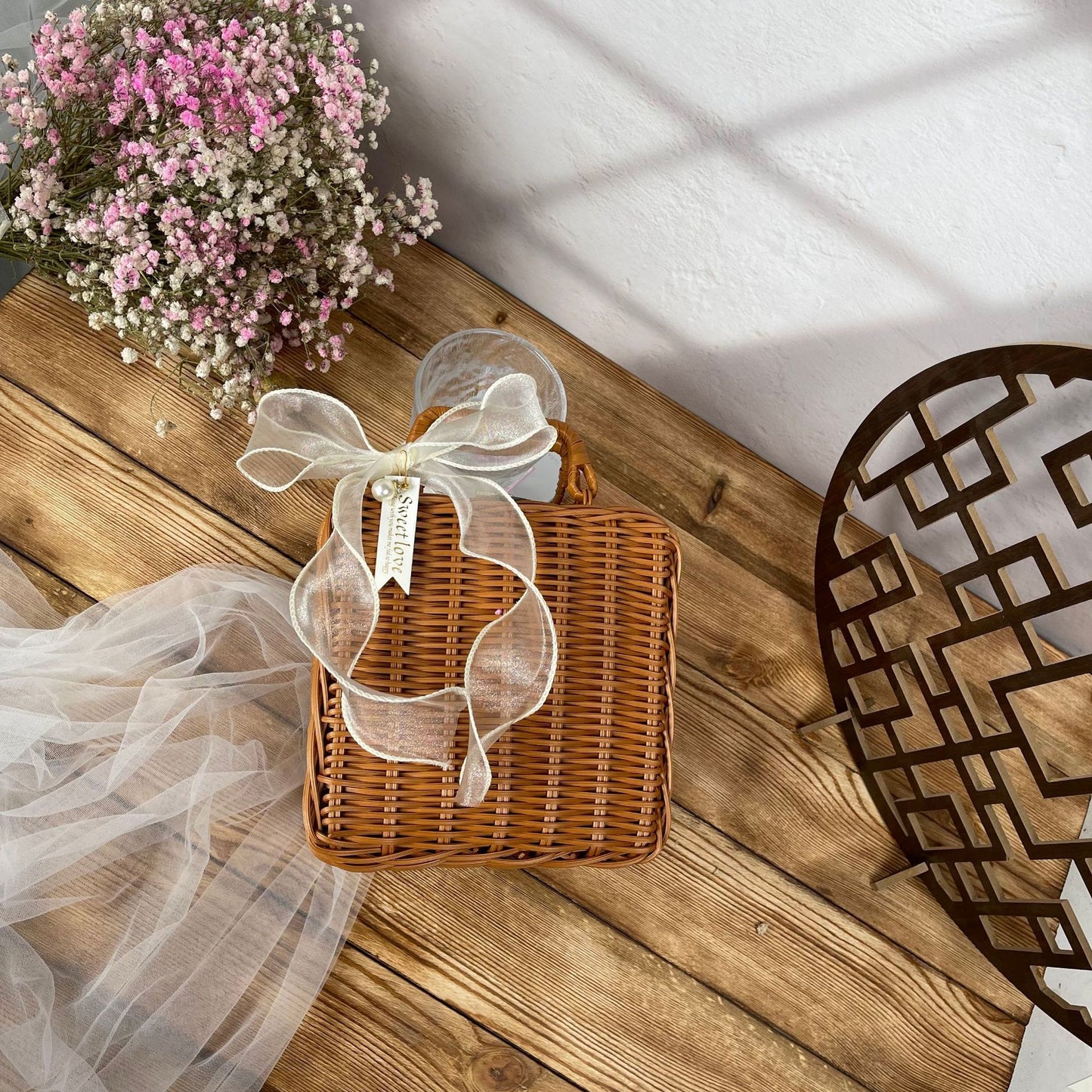 Damen stilvolle Rattan-Crossbody-Tasche Karnz