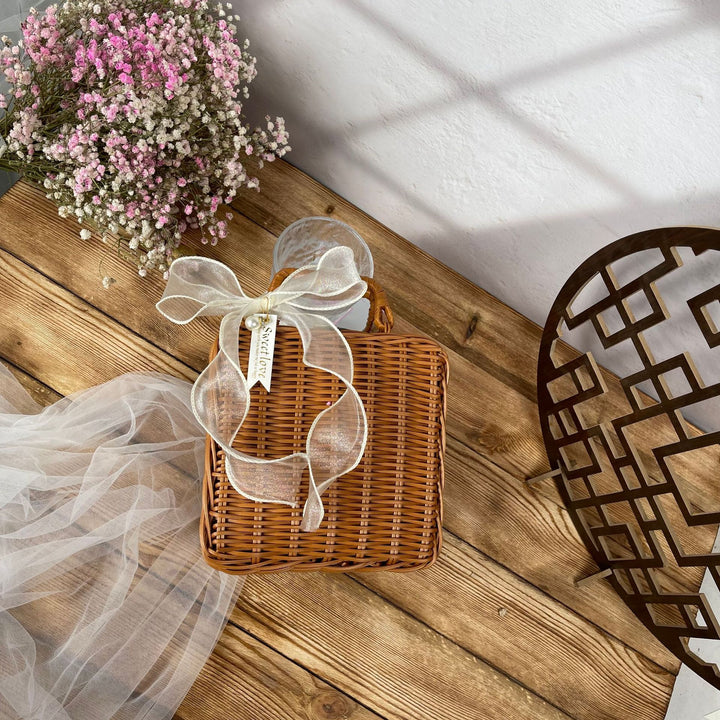 Damen stilvolle Rattan-Crossbody-Tasche Karnz