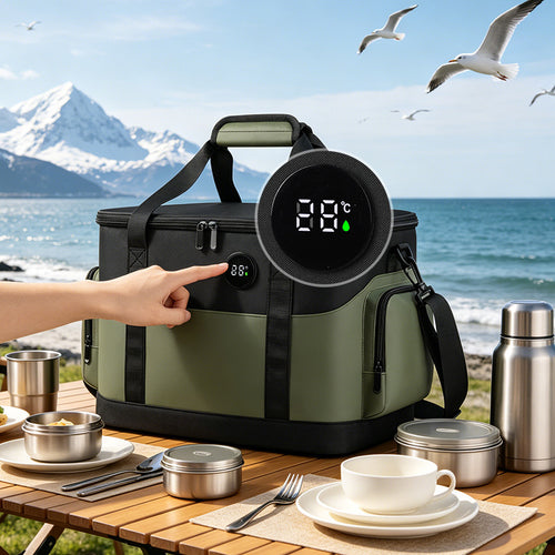 Isolierte Lunch-Kühltasche mit Seitentaschen und verstellbarem Schulterriemen Karnz