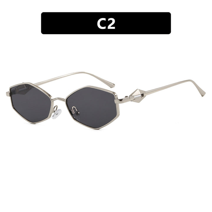 Damen geometrische Sonnenbrille mit schützendem UV-Filter und high-end Metallrahmen Karnz