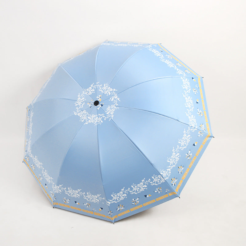 Damen Eleganter Falt-Regenschirm mit floralen Mustern Karnz