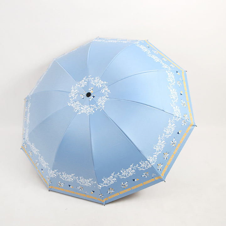 Damen Eleganter Falt-Regenschirm mit floralen Mustern Karnz