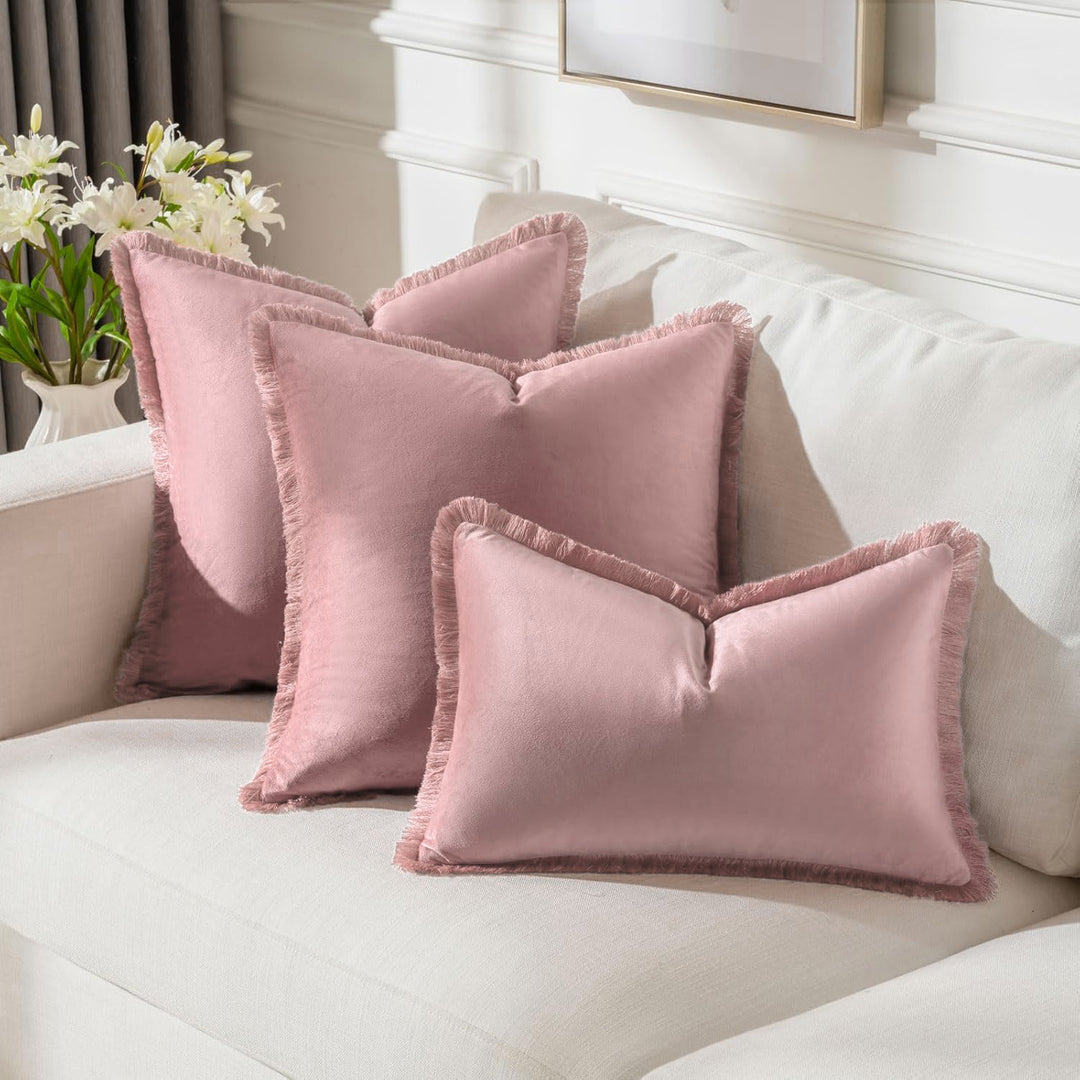 Fringed-Kante Quadrat und Lendenkissen Set