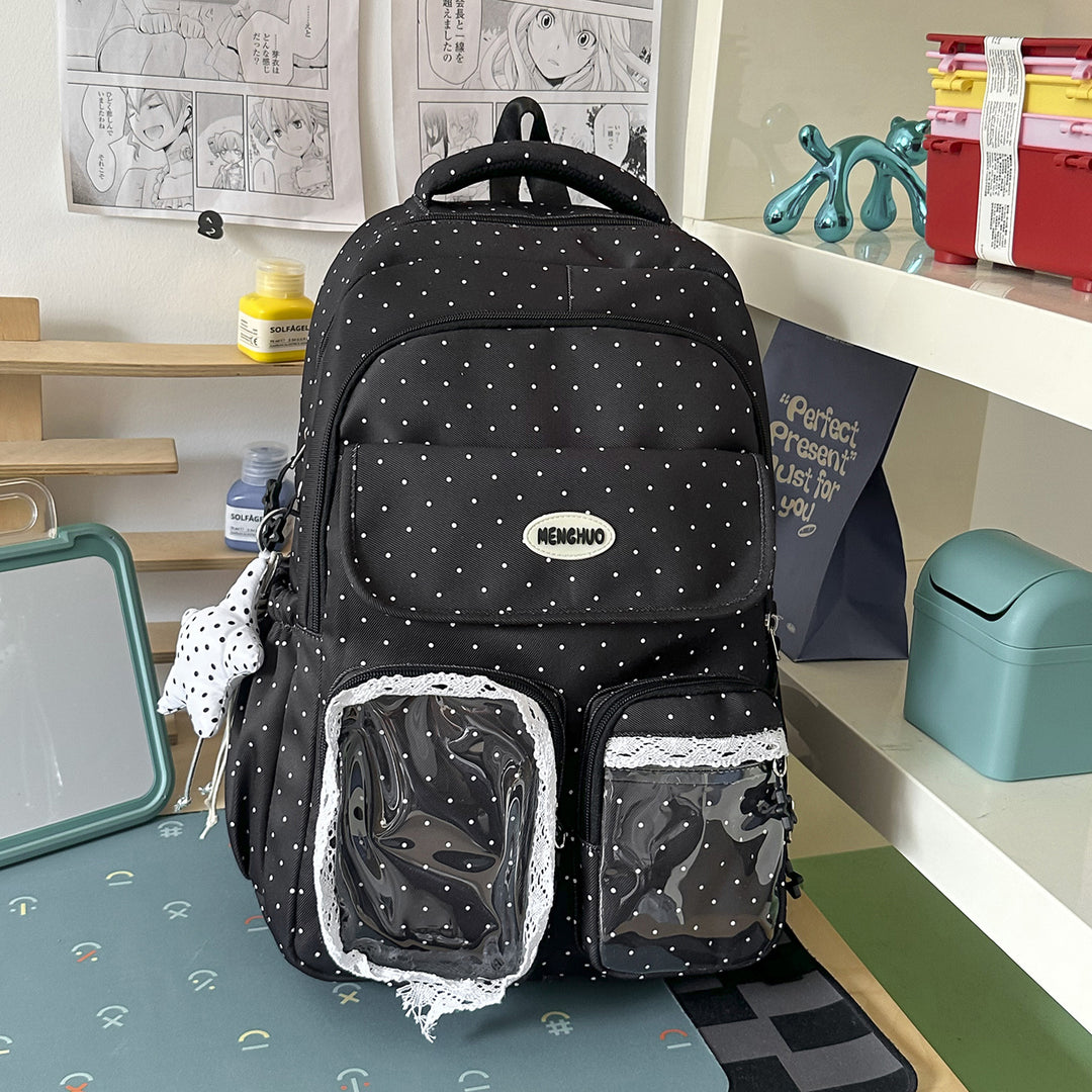 Niedlicher dekorativer gepunkteter Schulrucksack Karnz